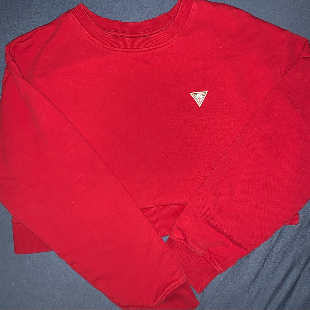 Guess Women’s Cropped Sweatshirt Vintage Look Red 80’s Retro